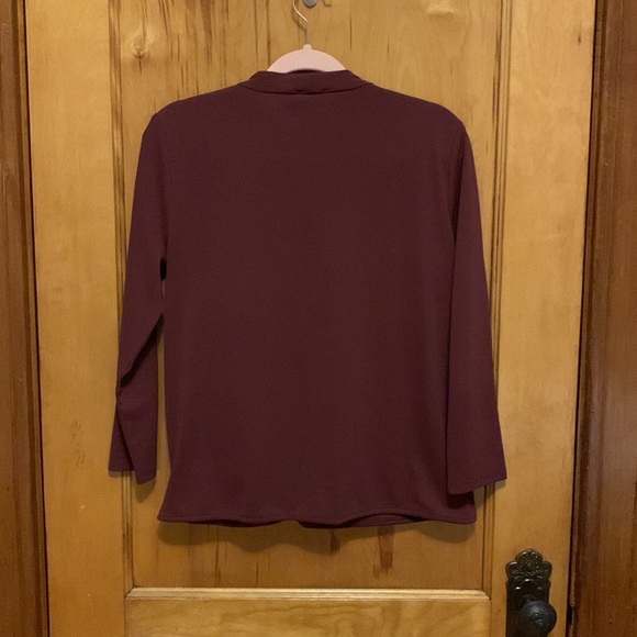 Maroon V Neck Wrap Blouse Ann Taylor Factory - Picture 4 of 5